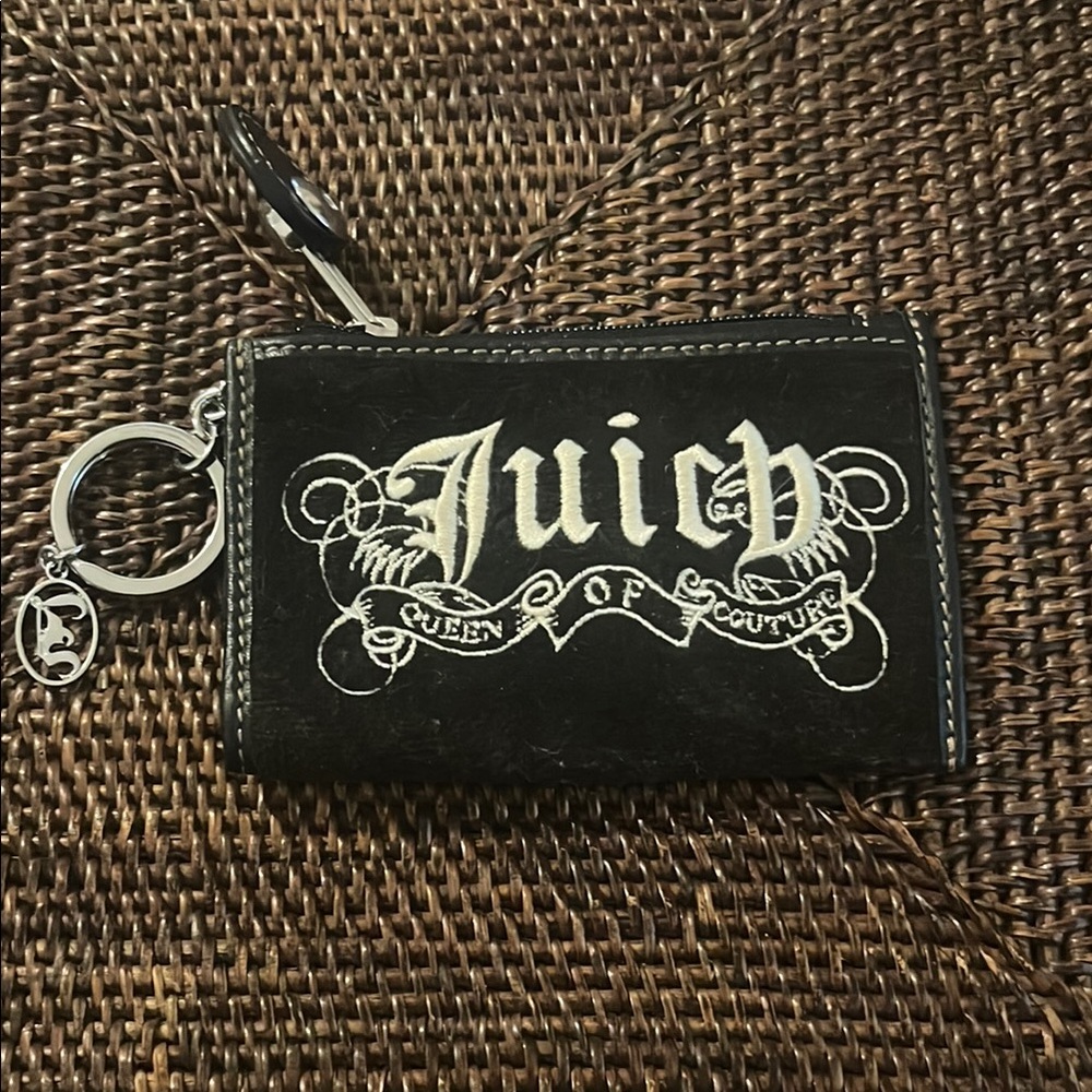 Juicy Couture cowhide trim Black velour wallet VINTAGE